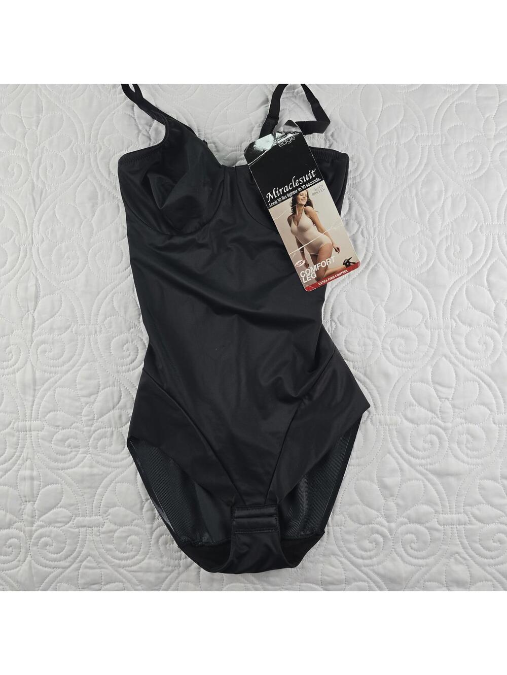 Miraclesuit Body Briefer Black Shapewear Bodysuit Extra Firm Control 34B NWT
